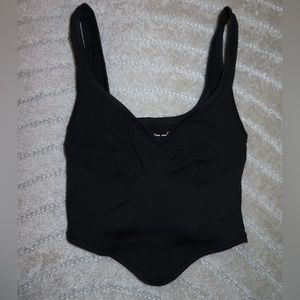 Black Crop Tank with V detail